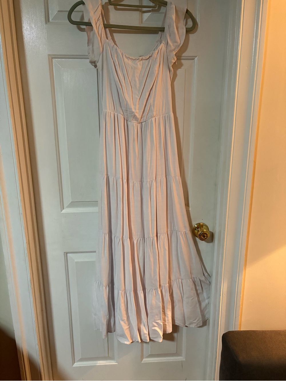 Altar'd State White Ruffled Strap Maxi Dress